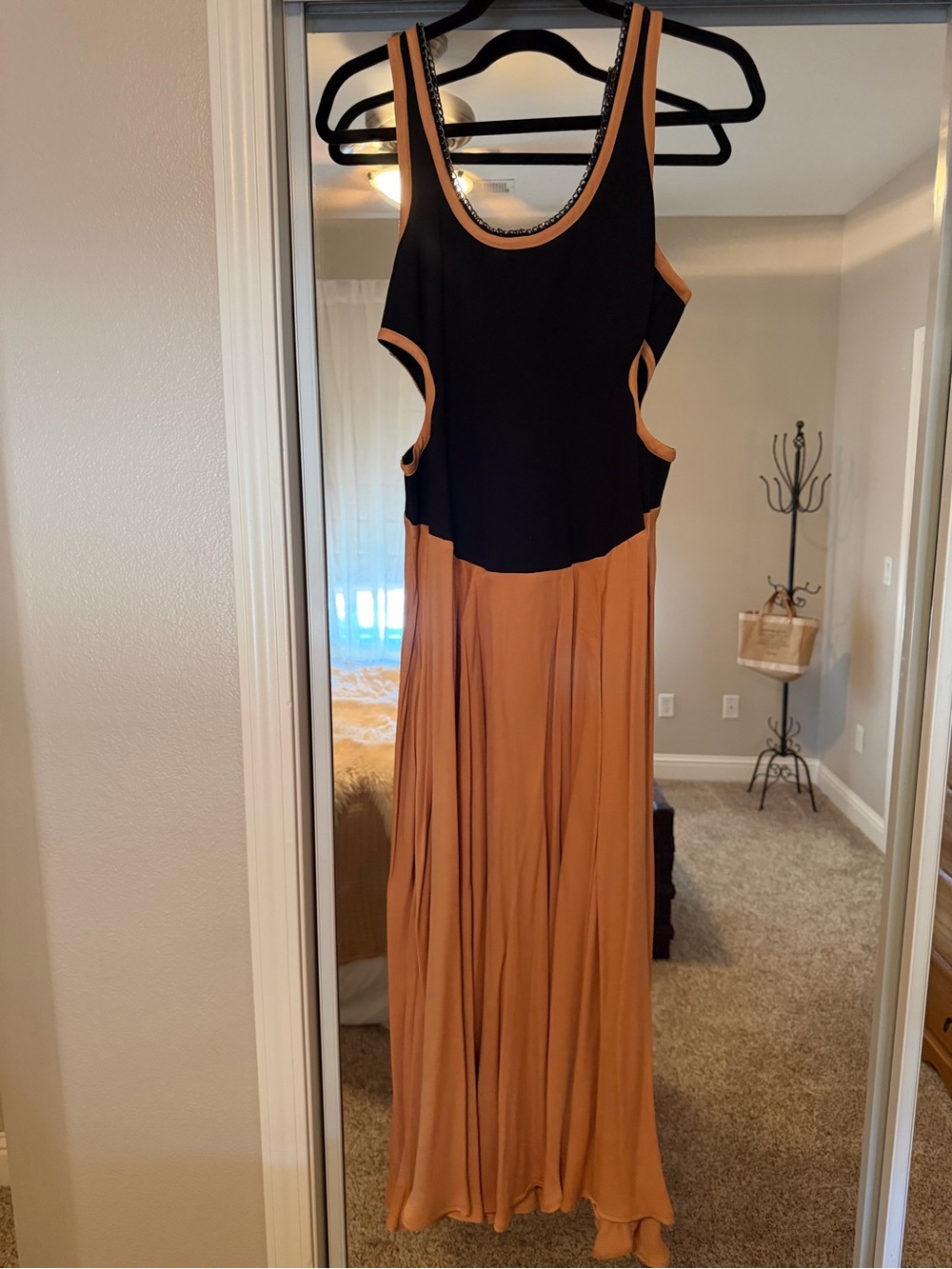 Maeve Black and Rust Colorblock Maxi Dress